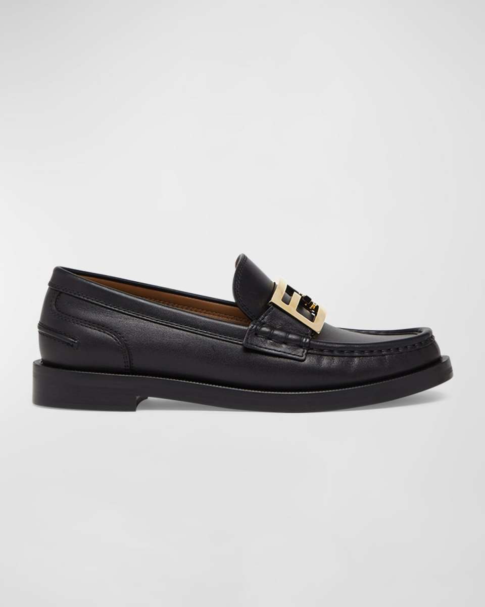 Baguette Leather Buckle Loafers